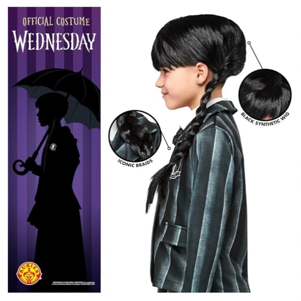 Wednesday Addams Nevermore School Uniform Costume & Wig